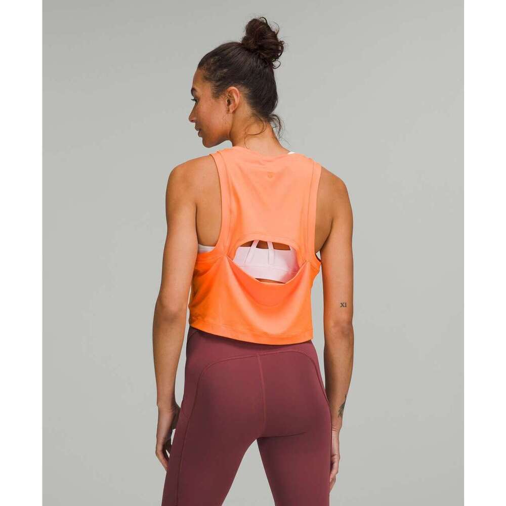 Lululemon Open-Back Cropped Training Tank Top, Orange Soda, Size 6